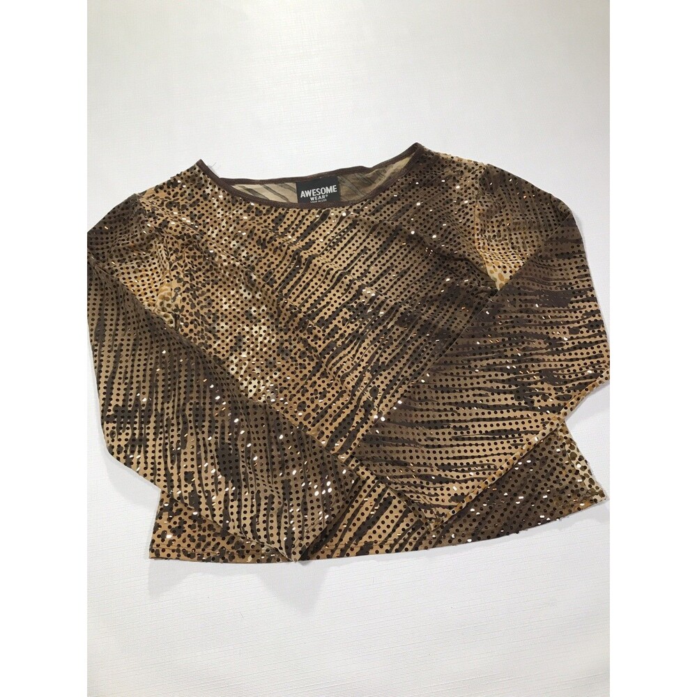 Vintage Awesome Wear Womens Long Sleeve Top Animal Print Size Large